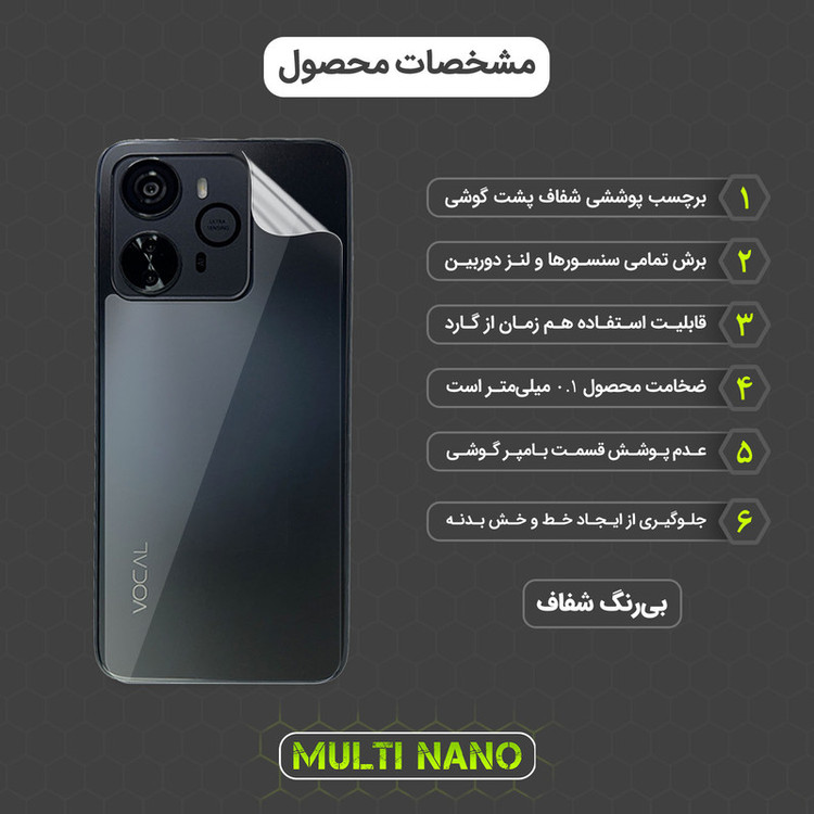 محافظ پشت گوشی مولتی نانو مدل X-F1T مناسب برای گوشی موبایل وکال V1