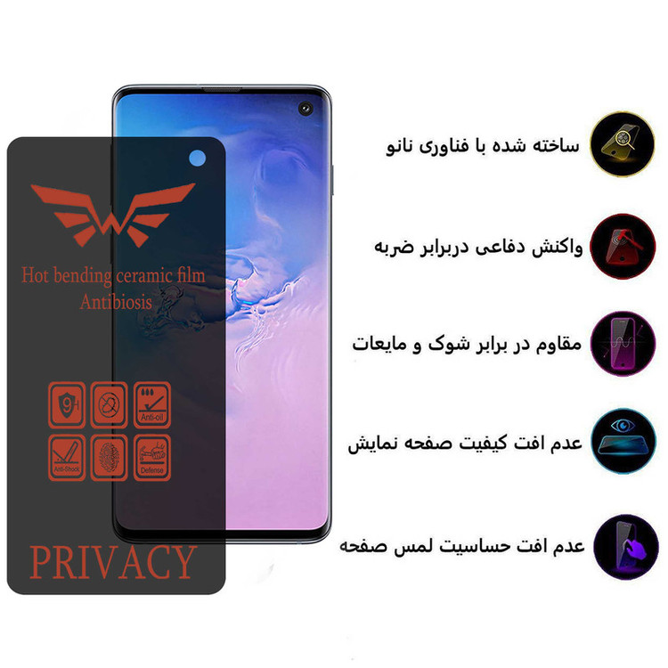 محافظ صفحه نمایش حریم شخصی اپیکوی مدل Nano-Privacy مناسب برای گوشی موبایل سامسونگ Galaxy S10