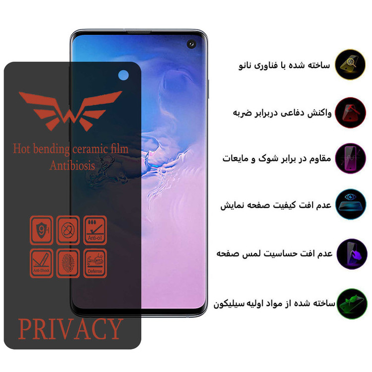 محافظ صفحه نمایش حریم شخصی اپیکوی مدل Nano-Privacy مناسب برای گوشی موبایل سامسونگ Galaxy S10