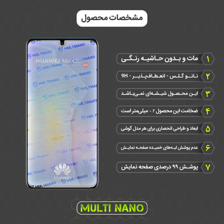 محافظ صفحه نمایش مات مولتی نانو مدل X-S1M مناسب برای گوشی موبایل هوآوی Mate 20