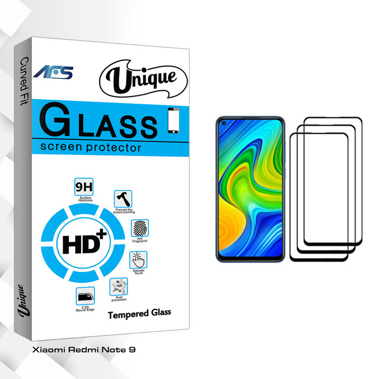 محافظ صفحه نمایش ای اف اس مدل Unique Glass مناسب برای گوشی موبایل شیائومی Redmi Note 9 بسته سه عددی