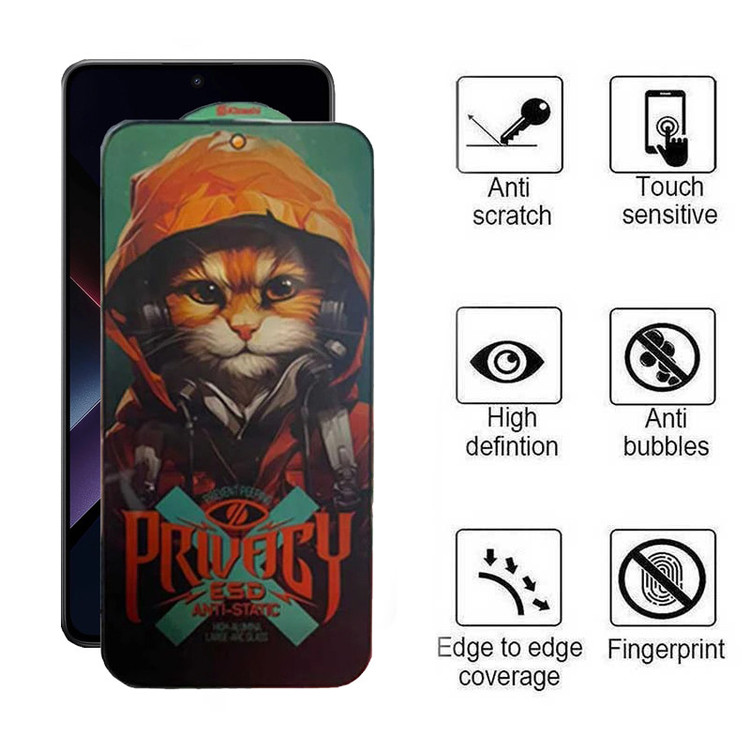 محافظ صفحه نمایش حریم شخصی اپیکوی مدل Privacy Hoodie Cat مناسب برای گوشی موبایل شیائومی Poco X7 Pro / X7 / X6 Pro /X6