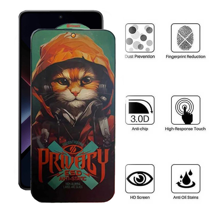 محافظ صفحه نمایش حریم شخصی اپیکوی مدل Privacy Hoodie Cat مناسب برای گوشی موبایل شیائومی Poco X7 Pro / X7 / X6 Pro /X6