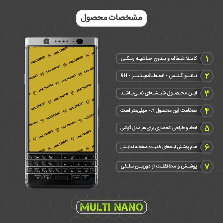 محافظ صفحه نمایش مولتی نانو مدل X-S1N مناسب برای گوشی موبایل بلک بری Key1