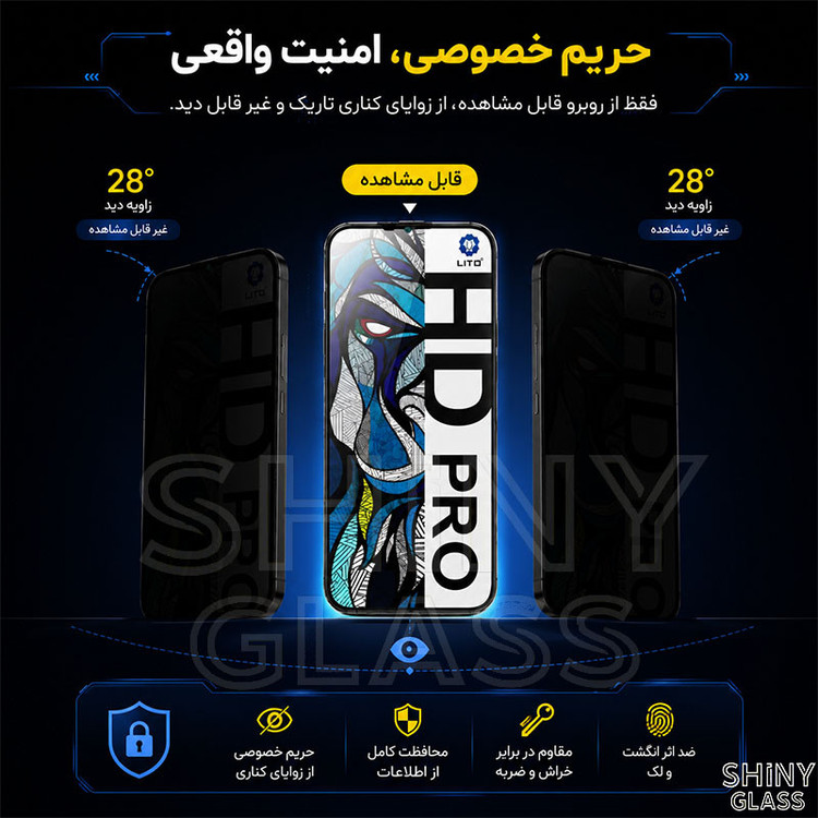 محافظ صفحه نمایش شیشه ای حریم شخصی آتوچبو مدل LIHD-AT مناسب برای گوشی موبایل اپل iPhone 12 Pro