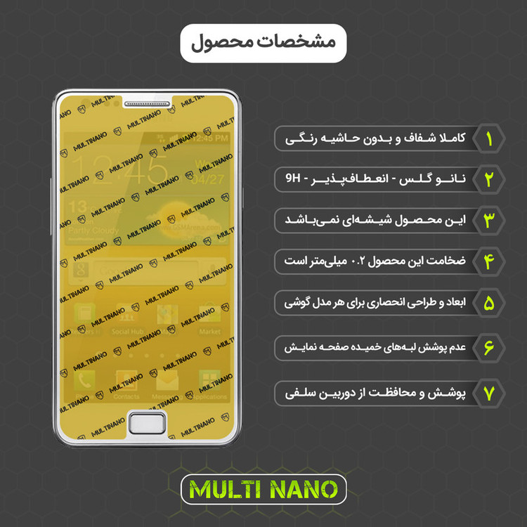 محافظ صفحه نمایش مولتی نانو مدل X-S2N مناسب برای گوشی موبایل سامسونگ Galaxy S2 بسته دو عددی
