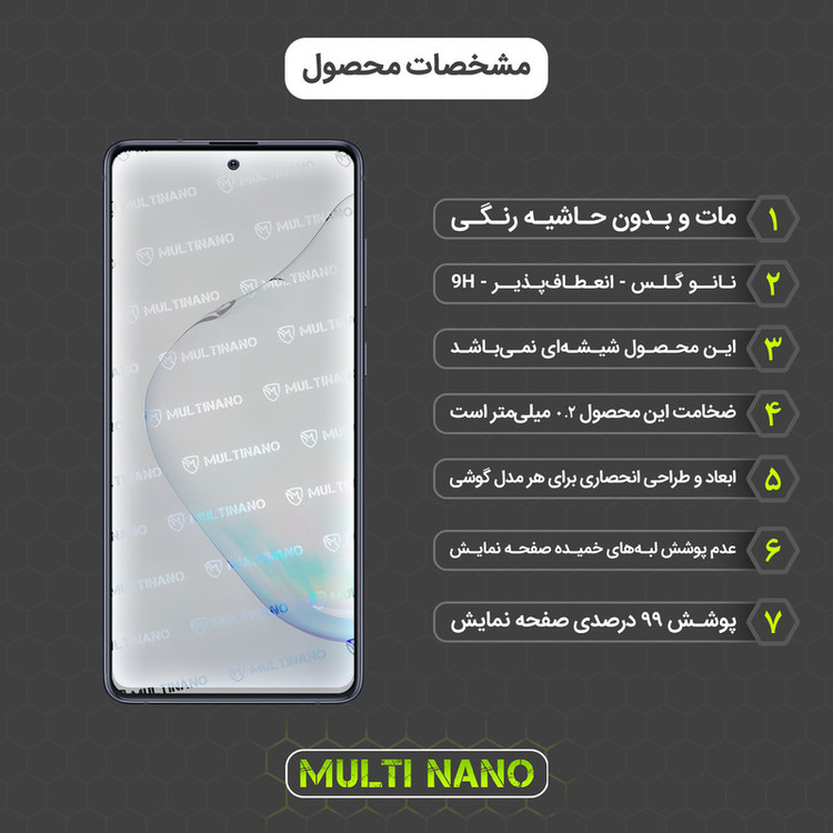 محافظ صفحه نمایش مات مولتی نانو مدل X-S1M مناسب برای گوشی موبایل سامسونگ Galaxy Note 10 Lite