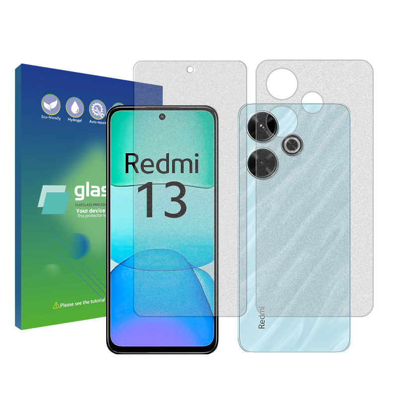 محافظ صفحه نمایش مات گلس پرو مدل Resistant‌ مناسب برای گوشی موبایل شیائومی Redmi 13  به همراه محافظ پشت گوشی