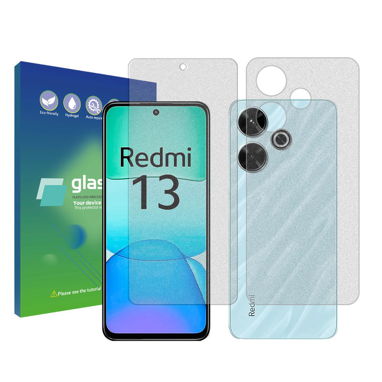 محافظ صفحه نمایش مات گلس پرو مدل Resistant مناسب برای گوشی موبایل شیائومی Redmi 13 به همراه محافظ پشت گوشی