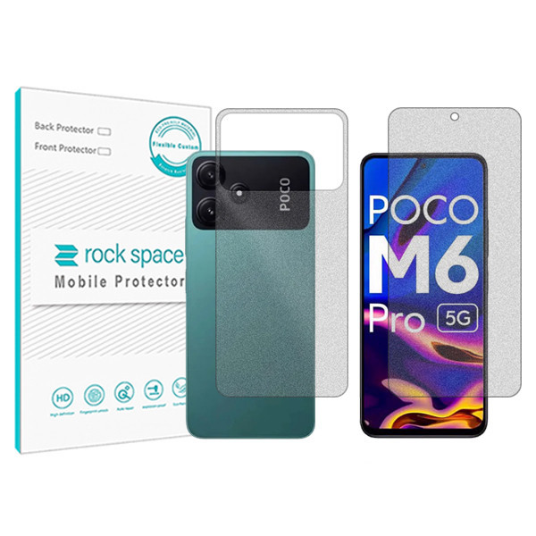 محافظ صفحه نمایش مات راک اسپیس مدل HyMTT مناسب برای گوشی موبایل شیائومی Poco M6 Pro به همراه محافظ پشت