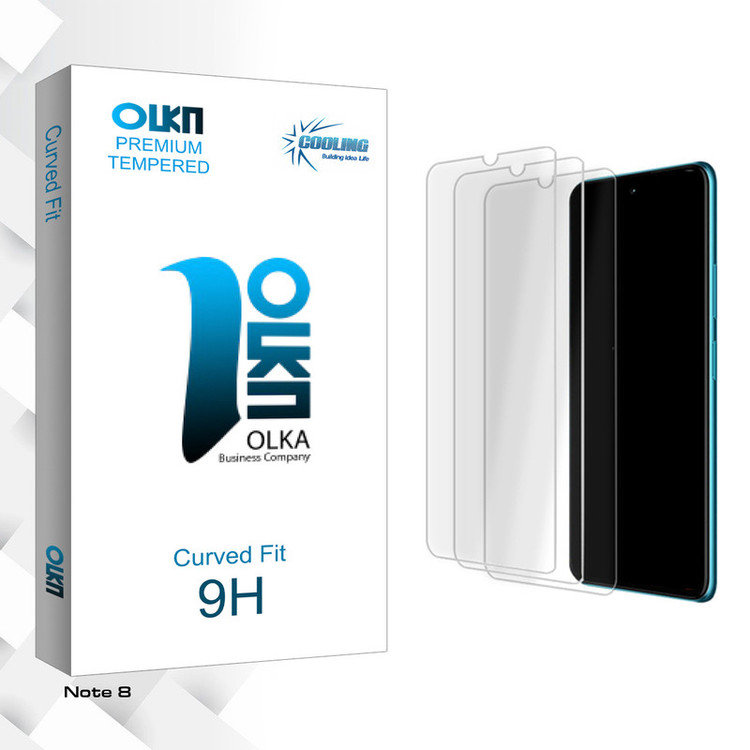 محافظ صفحه نمایش شیشه ای کولینگ مدل Olka Glass MIX3 مناسب برای گوشی موبایل شیائومی Note 8 بسته سه عددی
