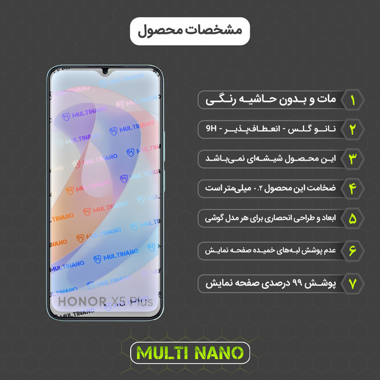 محافظ صفحه نمایش مات مولتی نانو مدل X-S2M مناسب برای گوشی موبایل آنر X5 Plus بسته دو عددی