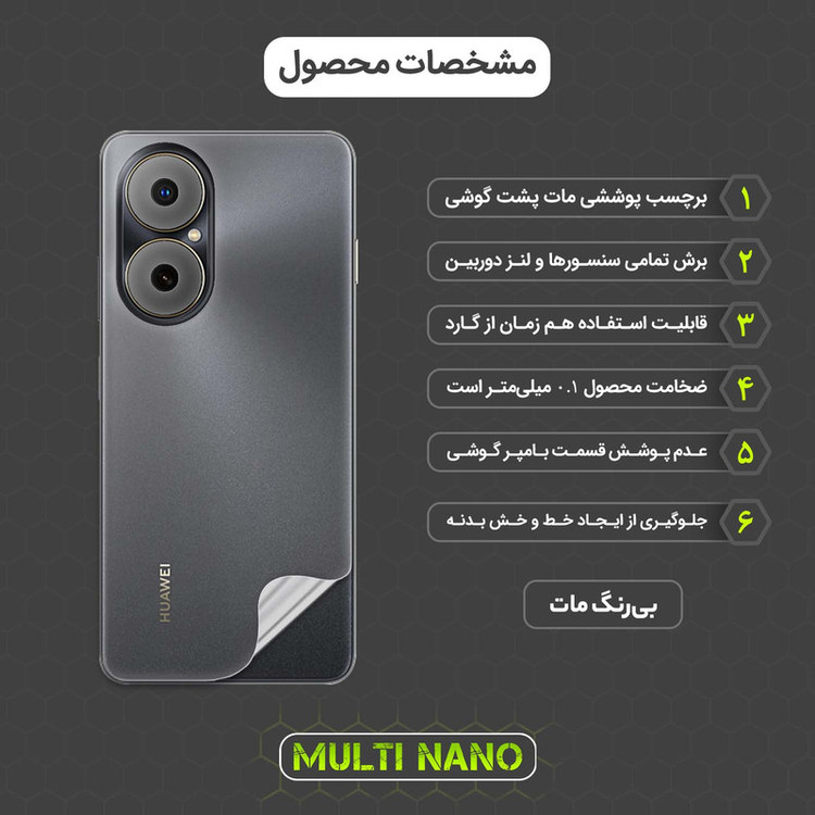 محافظ پشت مات نانو هیدروژل مولتی نانو مدل X-F1B مناسب برای گوشی موبایل هوآوی Nova Y73
