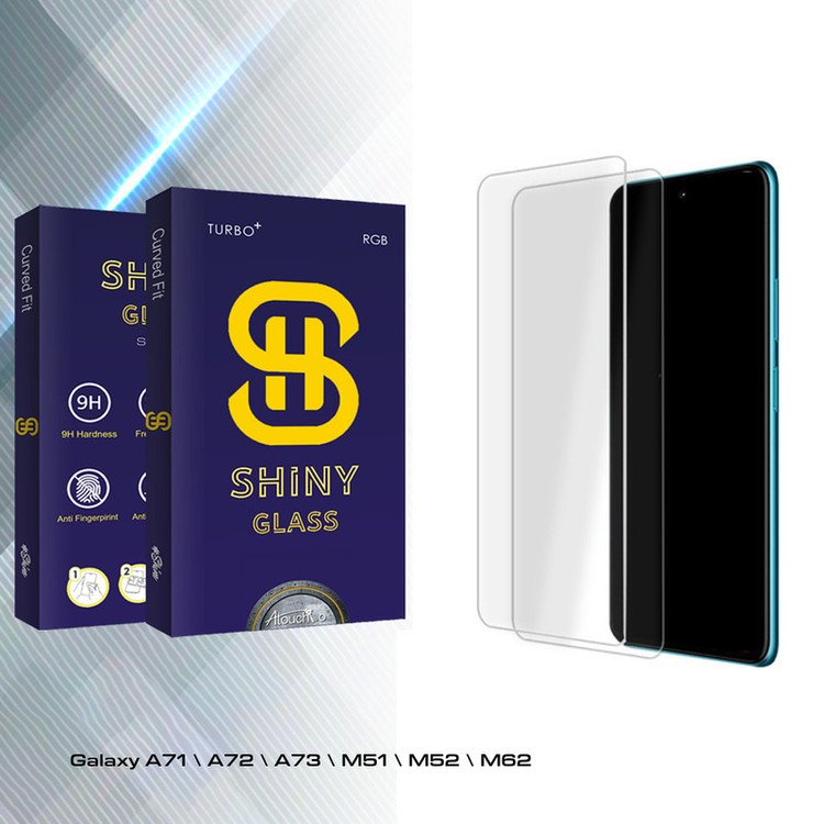 محافظ صفحه نمایش شیشه ای آتوچبو مدل Shiny Glass MIX مناسب برای گوشی موبایل سامسونگ Galaxy A71 \ A72 \ A73 \ M51 \ M52 \ M62 بسته دو عددی