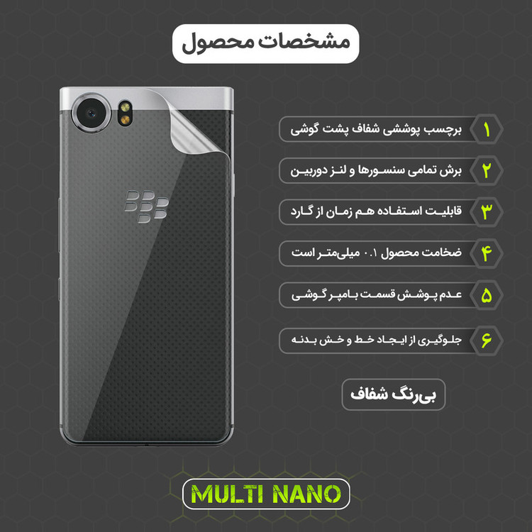 محافظ صفحه نمایش مولتی نانو مدل X-SFT مناسب برای گوشی موبایل بلک بری Key 1 به همراه محافظ پشت