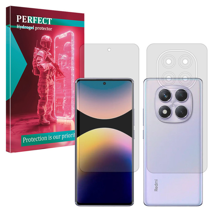 محافظ صفحه نمایش شفاف پرفکت مدل Tough مناسب برای گوشی موبایل شیائومی Redmi Note 14 Pro 4G به همراه محافظ پشت گوشی