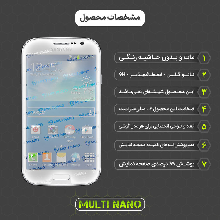 محافظ صفحه نمایش مات مولتی نانو مدل X-S1M مناسب برای گوشی موبایل سامسونگ Galaxy Grand