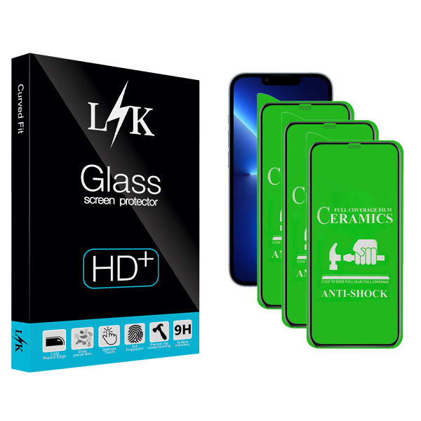 محافظ صفحه نمایش سرامیکی ال کی مدل +LITE مناسب برای گوشی موبایل اپل iPhone 13 Pro Max بسته سه عددی