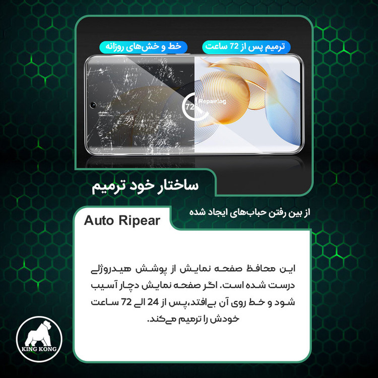 محافظ صفحه نمایش شفاف کینگ کونگ مدل Tough مناسب برای گوشی موبایل زد تی ای Nubia Red Magic 9S Pro به همراه محافظ پشت گوشی