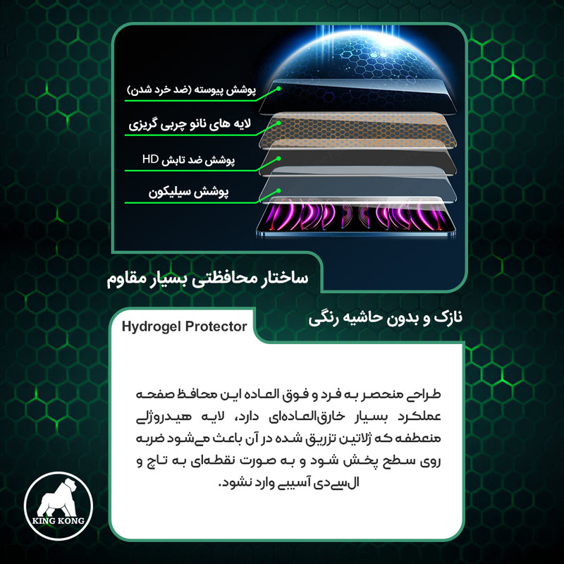 محافظ صفحه نمایش شفاف کینگ کونگ مدل Tough مناسب برای گوشی موبایل زد تی ای Nubia Red Magic 9S Pro به همراه محافظ پشت گوشی