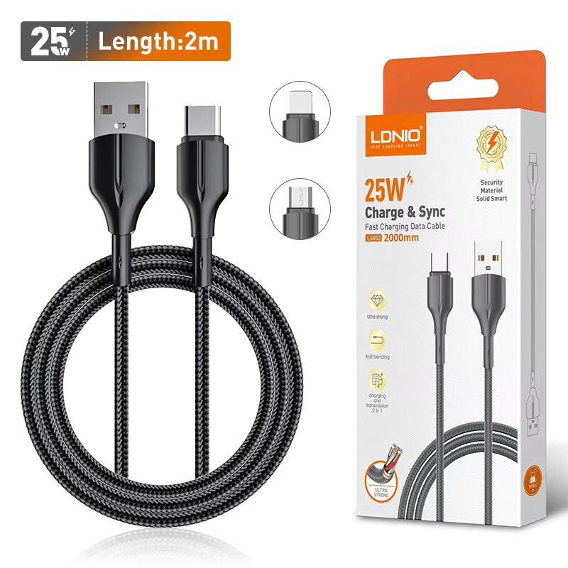 کابل تبدیل USB به USB-C الدینیو مدل LS852 طول 2 متر