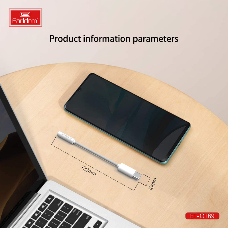 مبدل USB-C به جک AUX ارلدام مدل ET-OT69