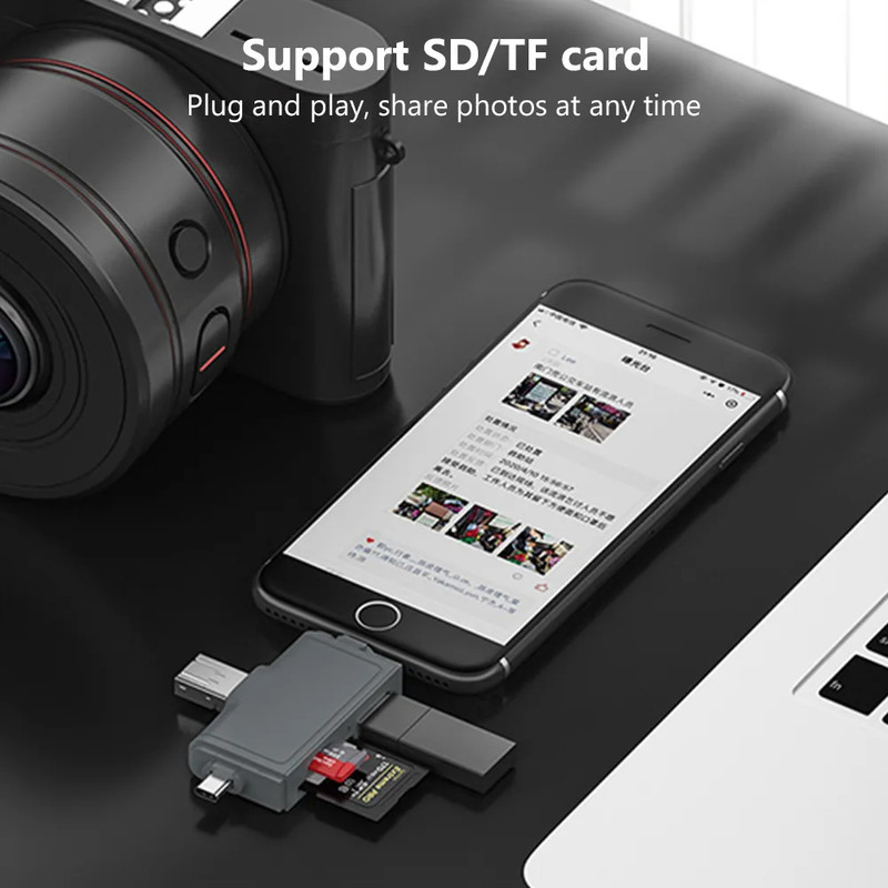 مبدل USB 3.0 OTG به USB-C/ MICROUSB/ لایتنینگ هارمن مدل CARDREADER PRO