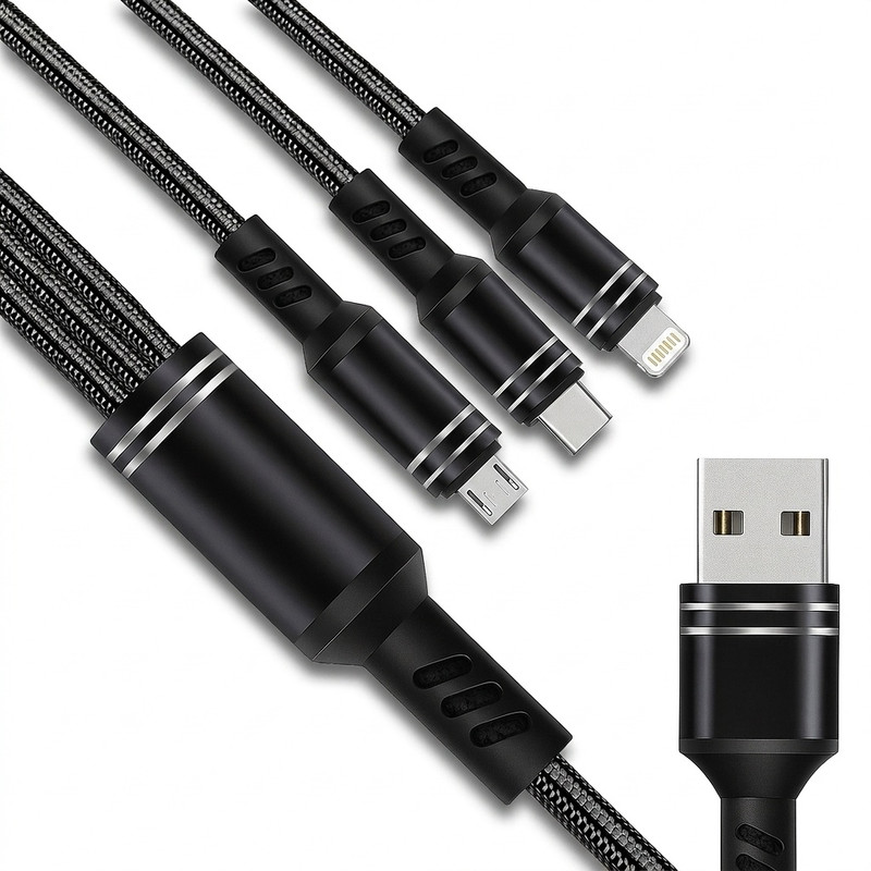 کابل تبدیل USB به micro USB / USB-C / لایتنینگ سمگپرس مدل دیتا پلاس طول یک متر