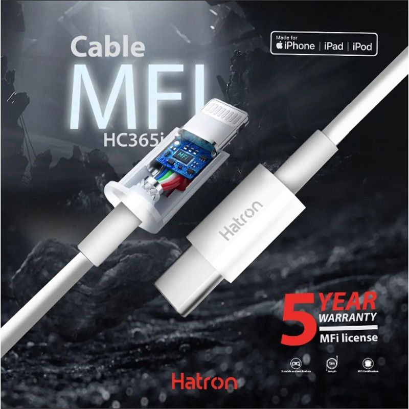 کابل شارژ USB-C به لایتنینگ هترون مدل MFI HC365i طول 1متر