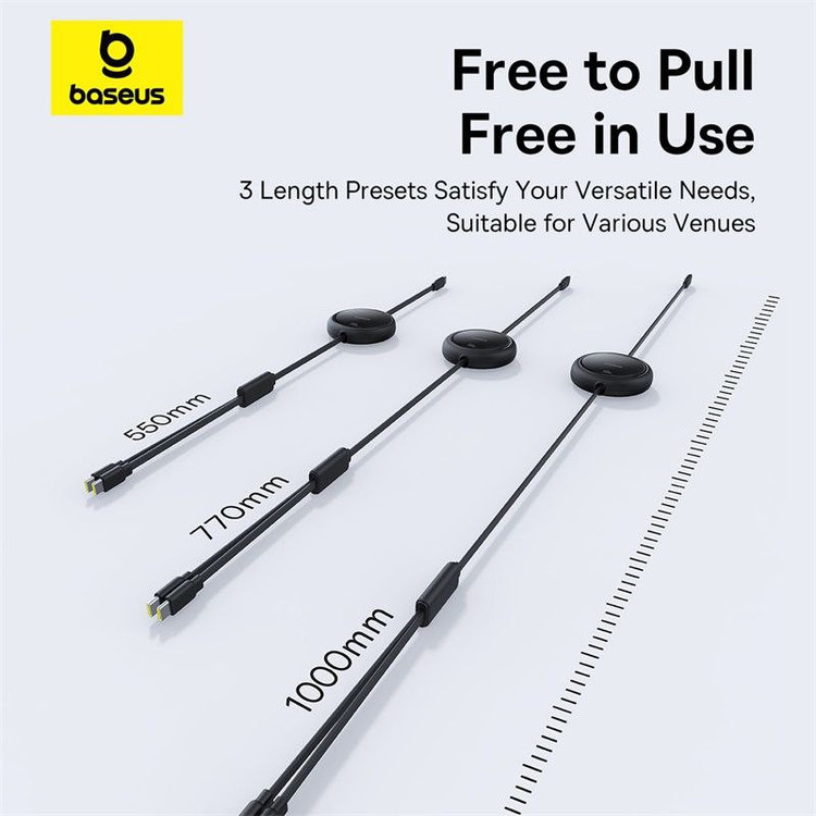 کابل تبدیل 1 به 2 USB-C بیسوس مدل Free2Pull 100W طول 1 متر