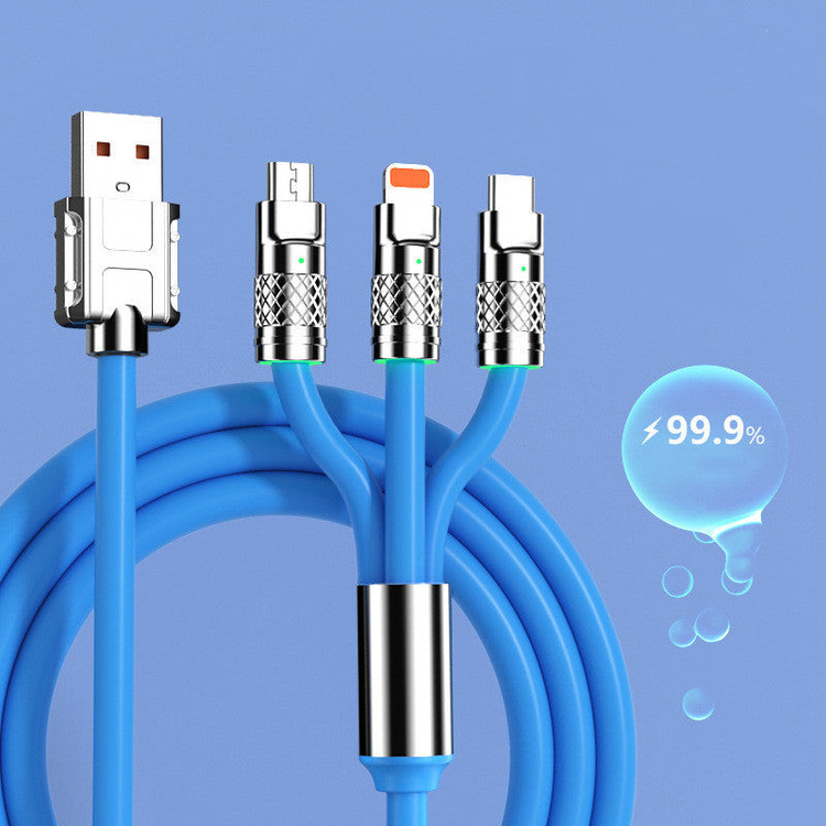 کابل تبدیل USB به micro USB / لایتنینگ / USB-C پسنجر لاین مدل 3in1 ZINC ALLOY 120W طول 1.2 متر