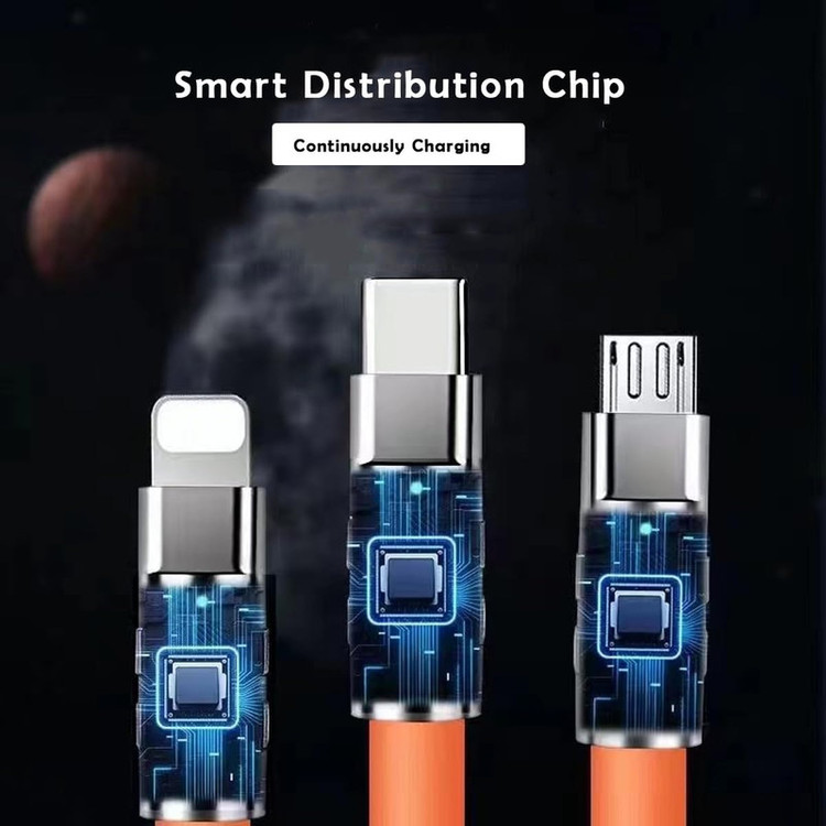 کابل تبدیل USB به micro USB / لایتنینگ / USB-C پسنجر لاین مدل 3in1 ZINC ALLOY 120W طول 1.2 متر