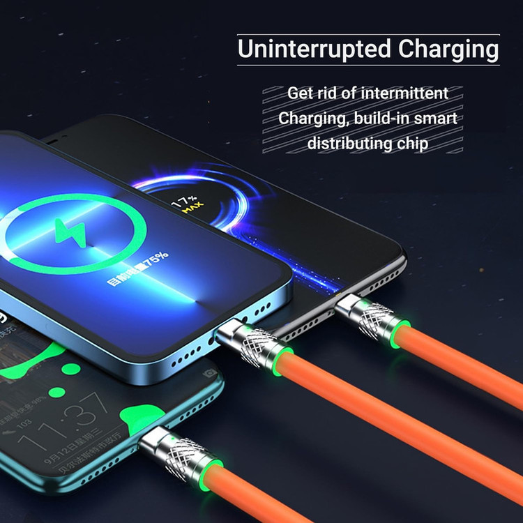 کابل تبدیل USB به micro USB / لایتنینگ / USB-C پسنجر لاین مدل 3in1 ZINC ALLOY 120W طول 1.2 متر