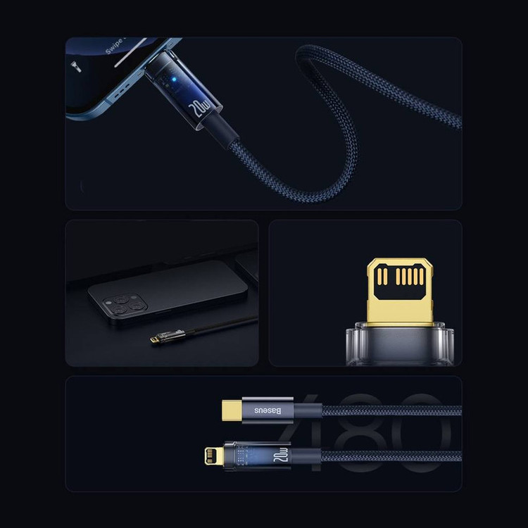 کابل تبدیل USB-C به لایتنینگ باسئوس مدل Explorer Series طول 1 متر