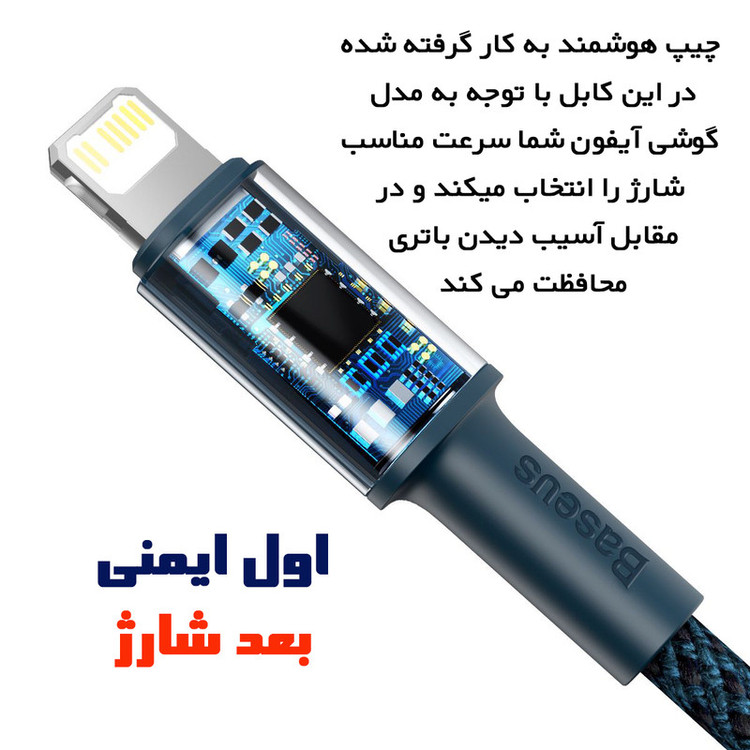 کابل تبدیل USB-C به لایتنینگ باسئوس مدل High Density 20W طول ۱ متر