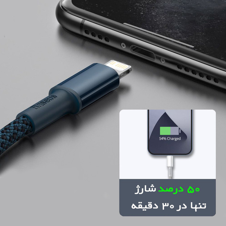 کابل تبدیل USB-C به لایتنینگ باسئوس مدل High Density 20W طول ۱ متر