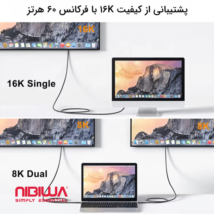 کابل USB-C نیبیوا مدل USB4 V2 ThunderBolt 5 طول 1 متر