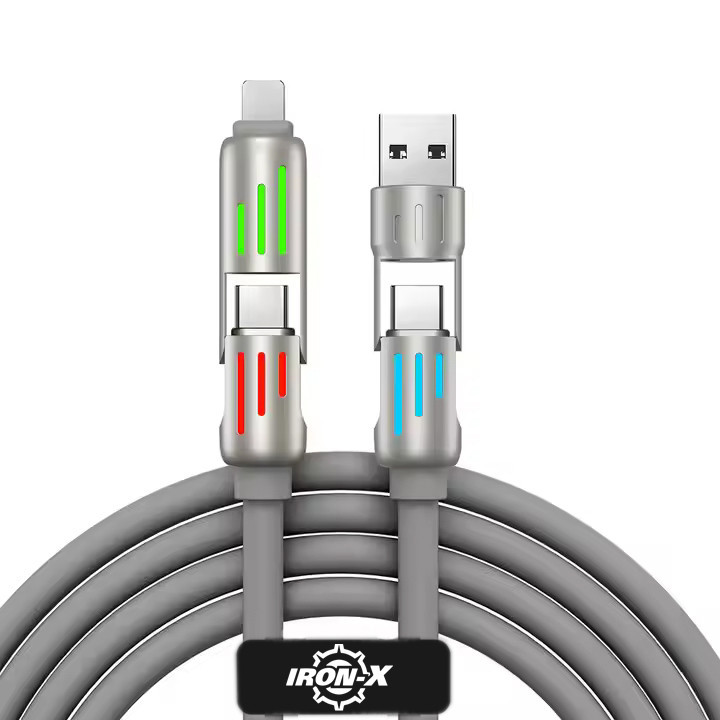 کابل تبدیل USB/USB-C به لایتنینگ/USB-C آیرون ایکس مدل SUPERFAST240W 4IN1 طول 1 متر