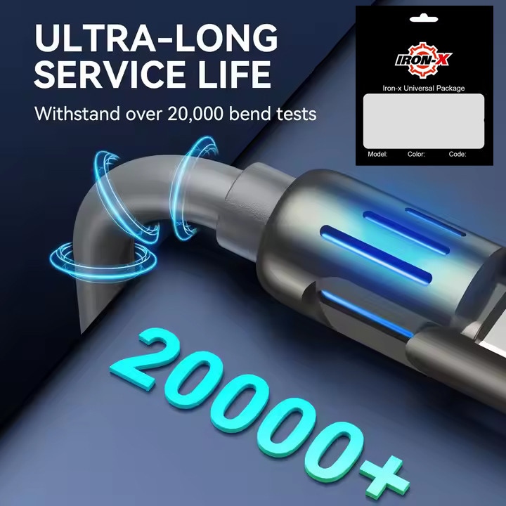 کابل تبدیل USB/USB-C به لایتنینگ/USB-C آیرون ایکس مدل SUPERFAST240W 4IN1 طول 1 متر
