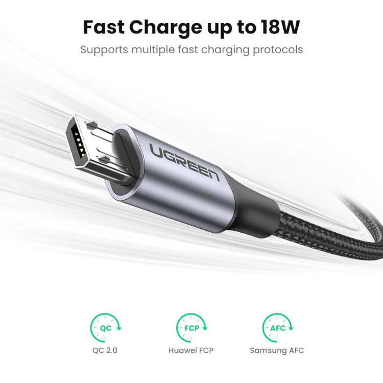 کابل تبدیل USB 2.0 به MICROUSB 2.0 یوگرین مدل US290 طول 2 متر