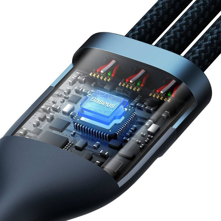 کابل تبدیل USB/USB-C به لایتنینگ/USB-C/micro-USB باسئوس مدل Flash Series 2-100W طول 1.2 متر