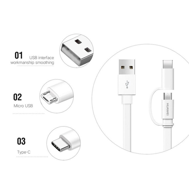 کابل تبدیل USB به USB-C / MicroUSB هوآوی مدل AP55S طول 1.5 متر