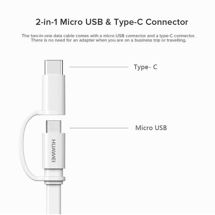 کابل تبدیل USB به USB-C / MicroUSB هوآوی مدل AP55S طول 1.5 متر