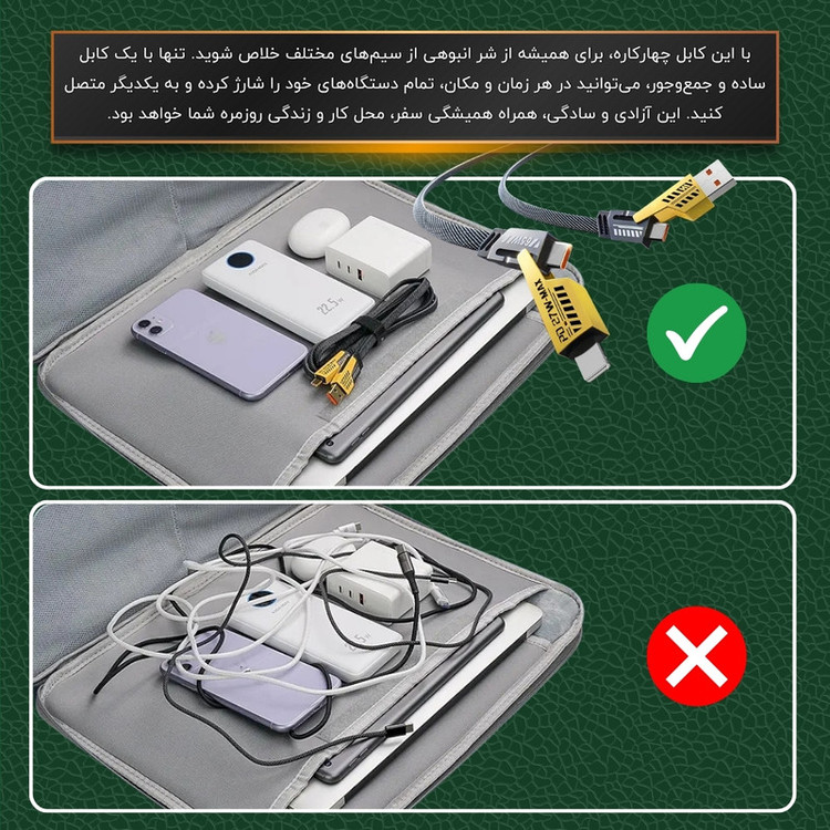 کابل تبدیل USB/USB-C به لایتنینگ/USB-C میراجت مدل Jet-337 طول 1 متر
