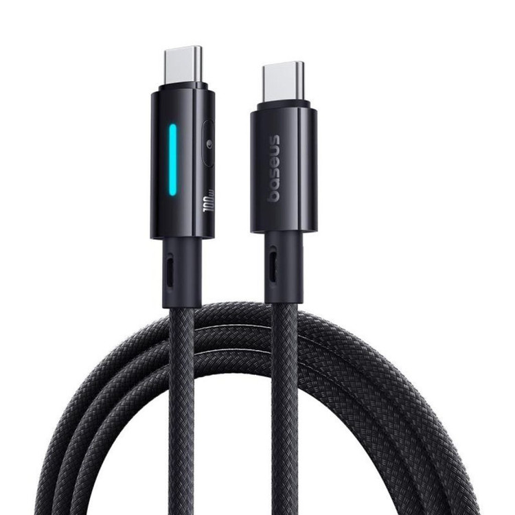 کابل تبدیل USB-C بیسوس مدل Lit Button-Control 100W طول 2 متر