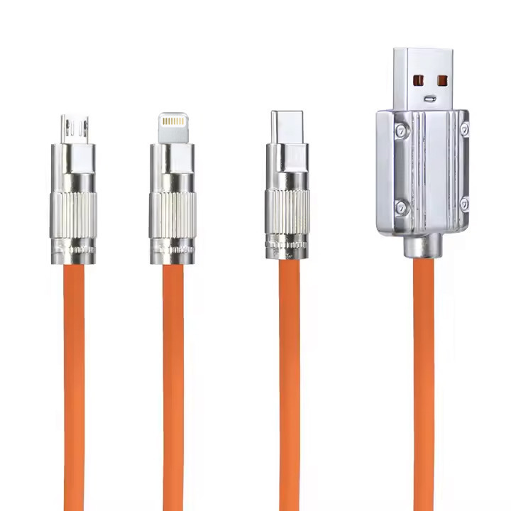 کابل تبدیل USB به USB-C/microUSB/لایتنینگ مدل 017 طول 1.15 متر