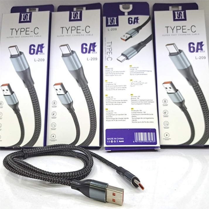 کابل تبدیل USB به USB-C لول مدل Fast Charge 6A MAX طول 1متر