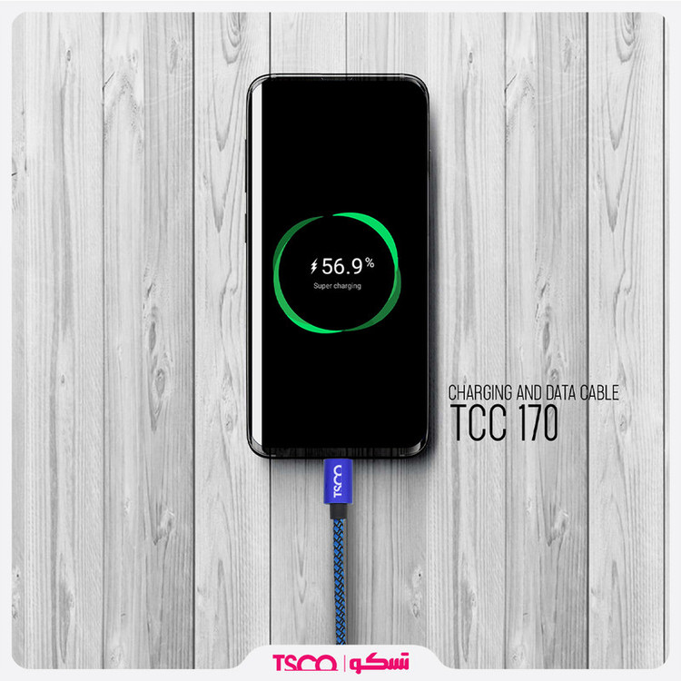 کابل تبدیل USB به USB-C تسکو مدل TCC 170 طول 1 متر