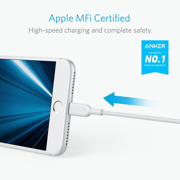 کابل تبدیل USB به لایتنینگ انکر مدل A8433 PowerLine II طول 1.8 متر