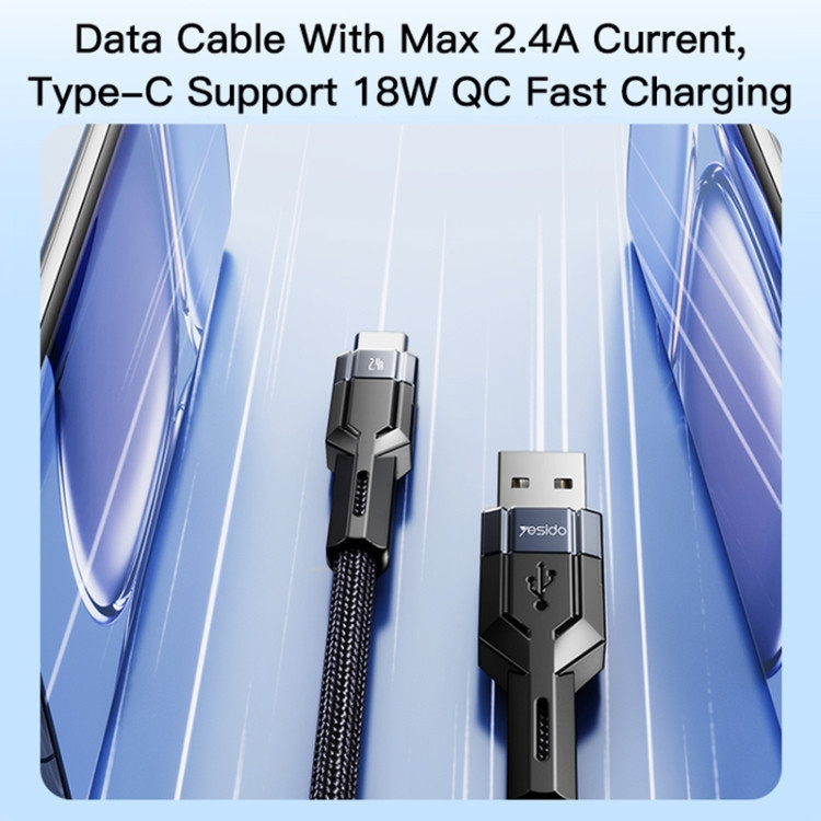 کابل تبدیل USB به USB-C یسیدو مدل CA106 6mm طول 1.2 متر